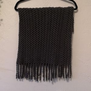 Gray fringe infinity scarf